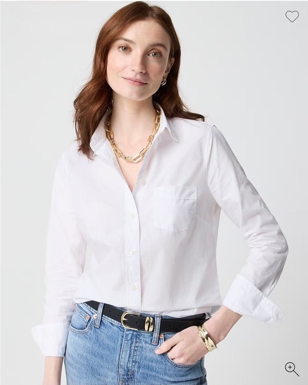 J. Crew Factory White Petite Button-Up Cotton Poplin Shirt Signature Fit Size PS